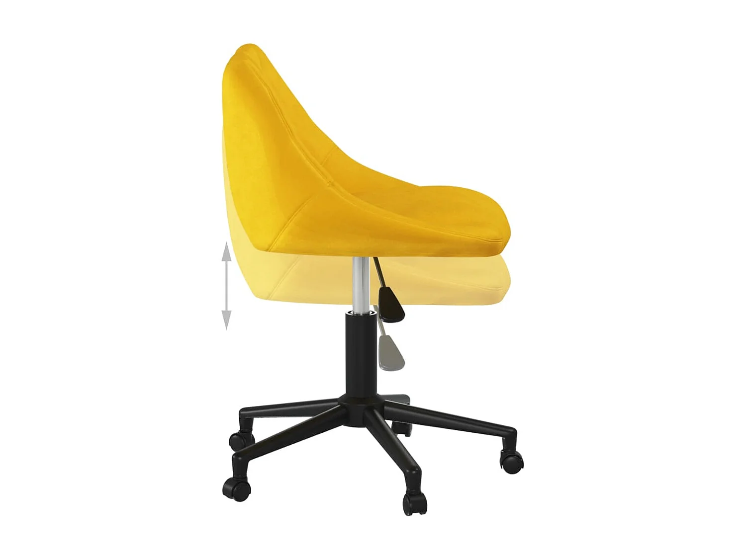 Chaise pivotante de bureau Jaune moutarde Velours