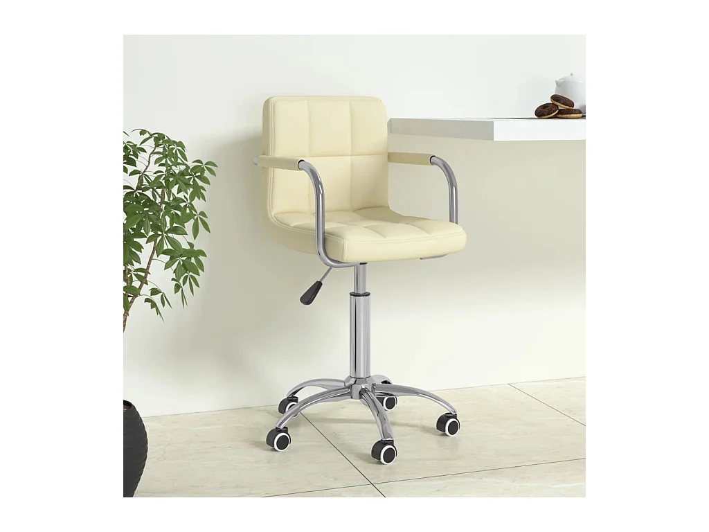 Chaise pivotante de bureau Crème Tissu