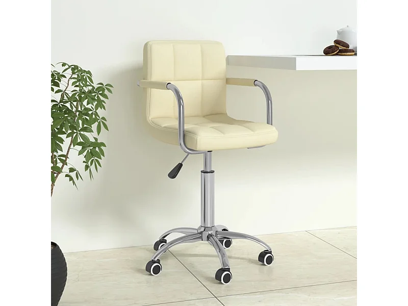 Chaise pivotante de bureau Crème Tissu