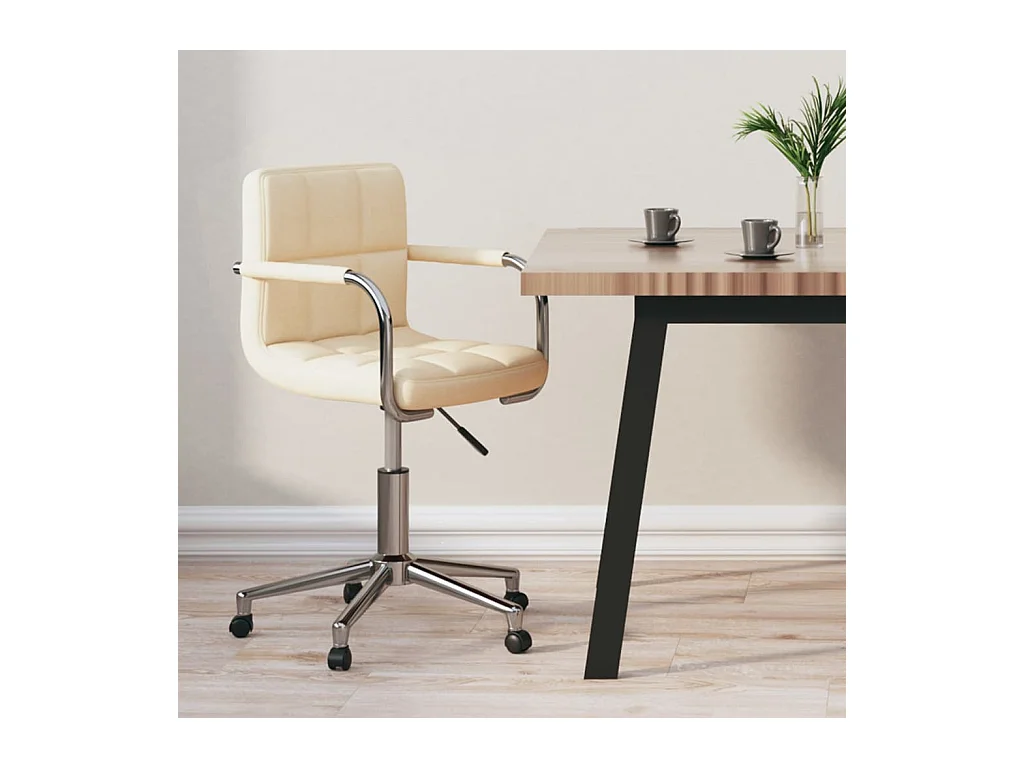 Chaise pivotante de bureau Crème Tissu