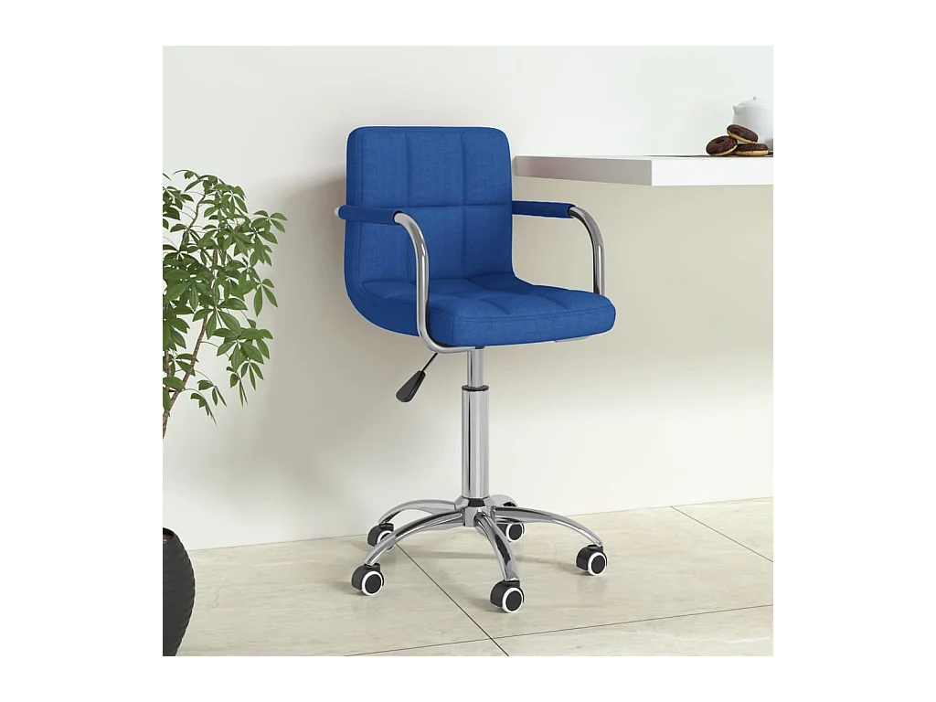 Chaise pivotante de bureau Bleu Tissu
