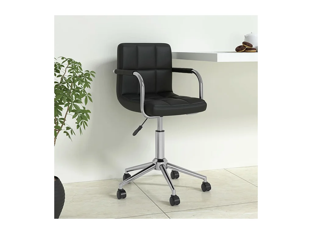 Chaise de bureau pivotante Noir Similicuir