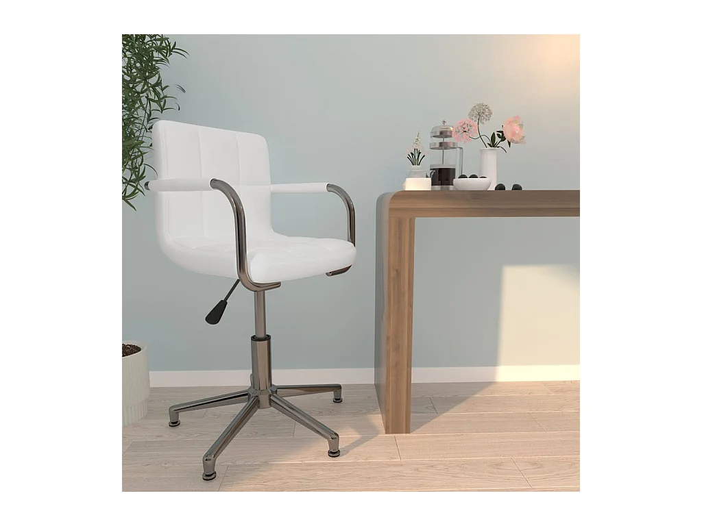 Chaise de bureau pivotante Blanc Similicuir