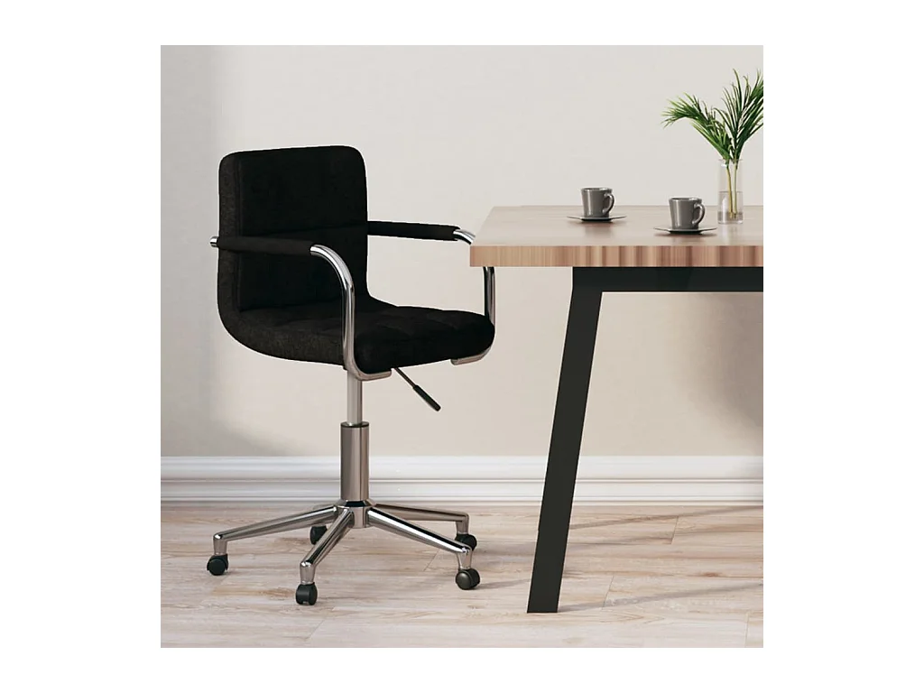 Chaise pivotante de bureau Noir Tissu