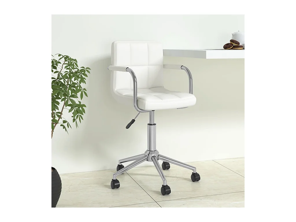 Chaise de bureau pivotante Blanc Similicuir