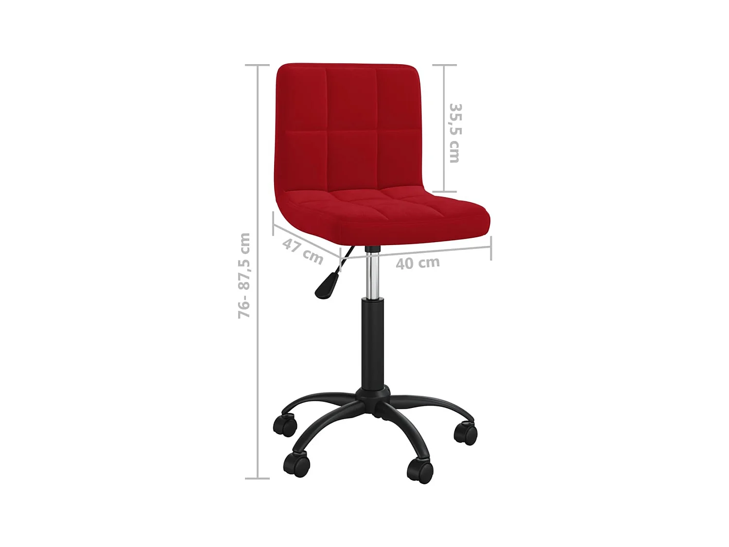 Chaise pivotante de bureau Rouge bordeaux Velours