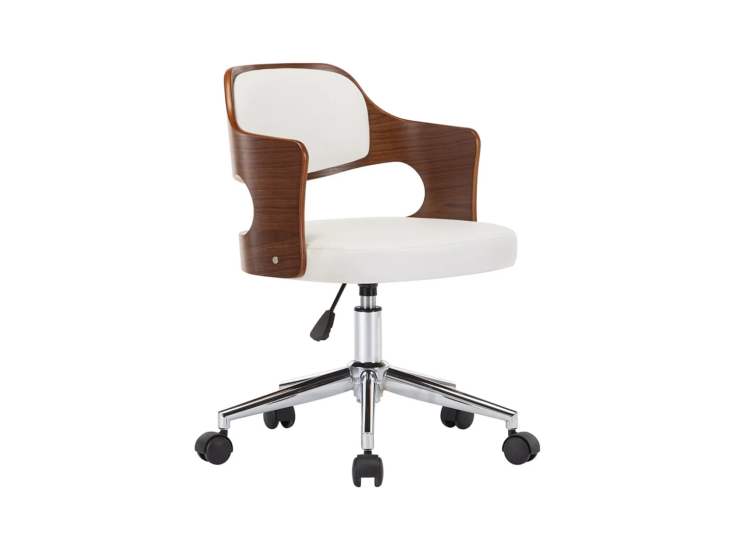 Chaise pivotante de bureau Blanc Bois courbé et similicuir