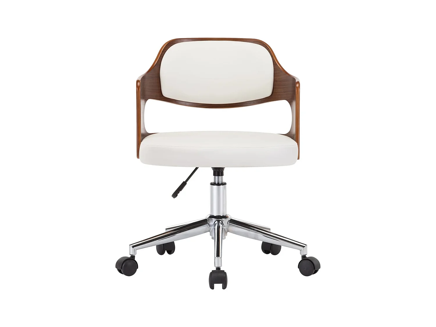 Chaise pivotante de bureau Blanc Bois courbé et similicuir