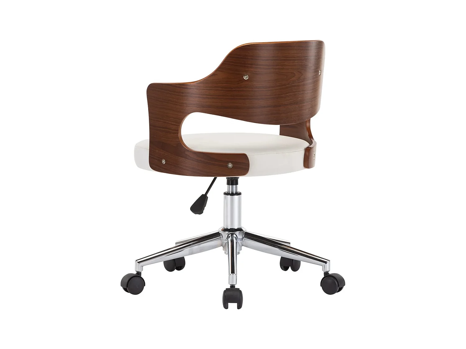 Chaise pivotante de bureau Blanc Bois courbé et similicuir