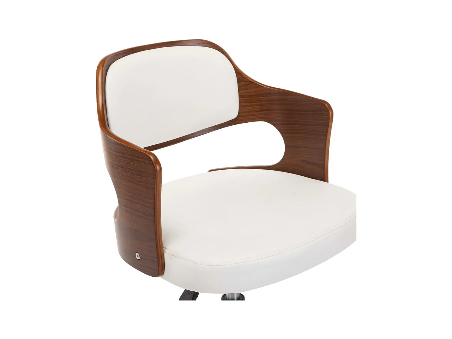 Chaise pivotante de bureau Blanc Bois courbé et similicuir