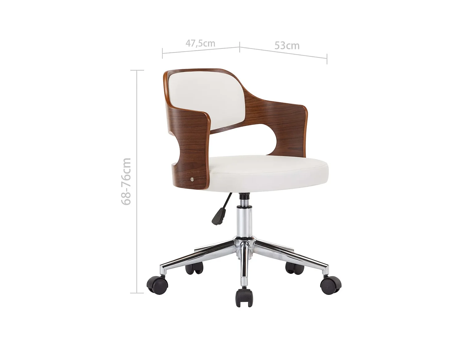 Chaise pivotante de bureau Blanc Bois courbé et similicuir