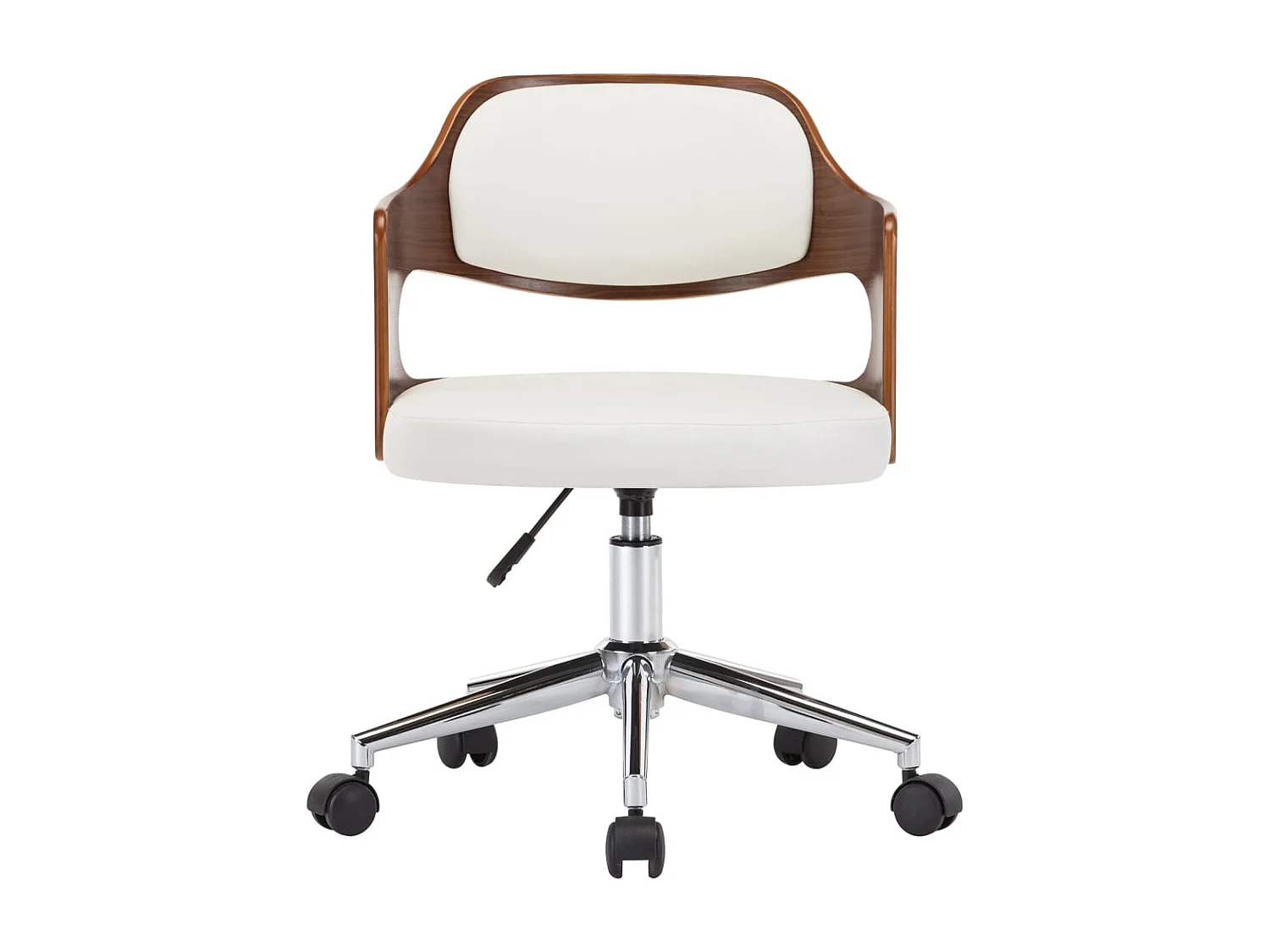 Chaise pivotante de bureau Blanc Bois courbé et similicuir