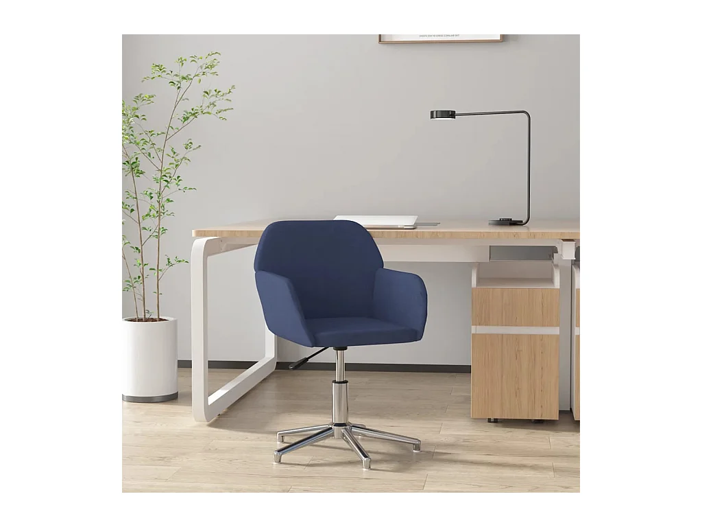 Chaise pivotante de bureau Bleu Tissu