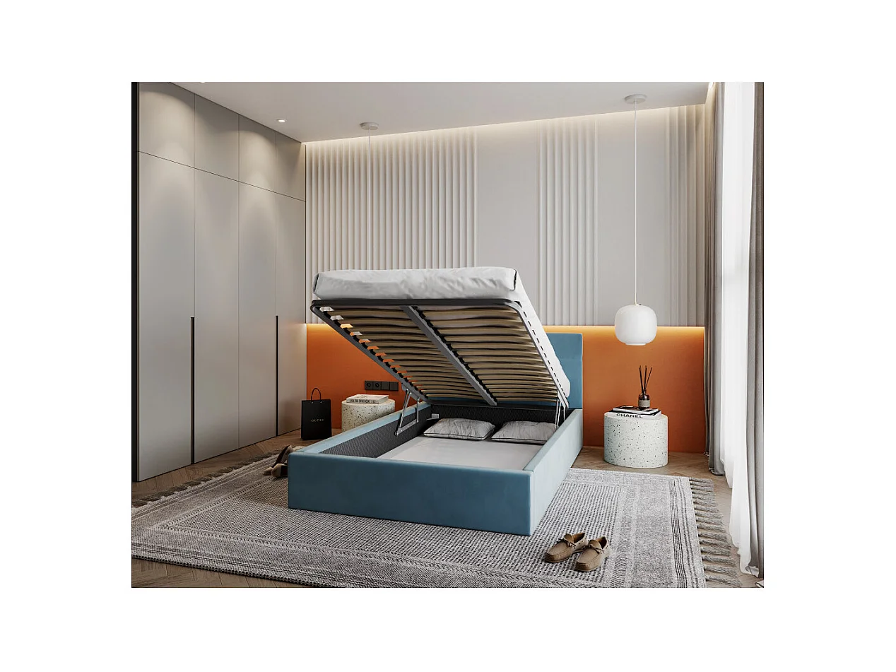 Lit coffre RINO 120 x 200 cm - Sommier inclus Azur