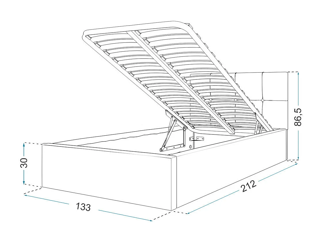 Lit coffre RINO 120 x 200 cm - Sommier inclus Azur