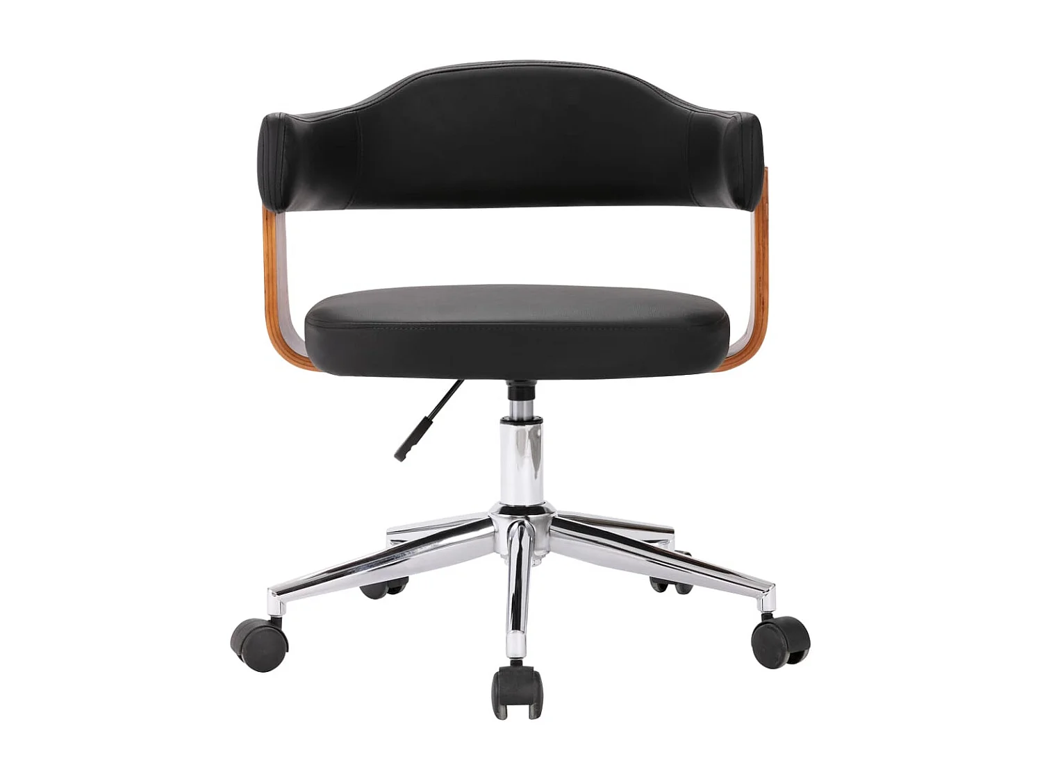 Chaise pivotante de bureau Noir Bois courbé et similicuir