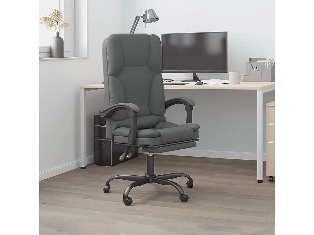 Fauteuil de massage inclinable de bureau Gris foncé Tissu