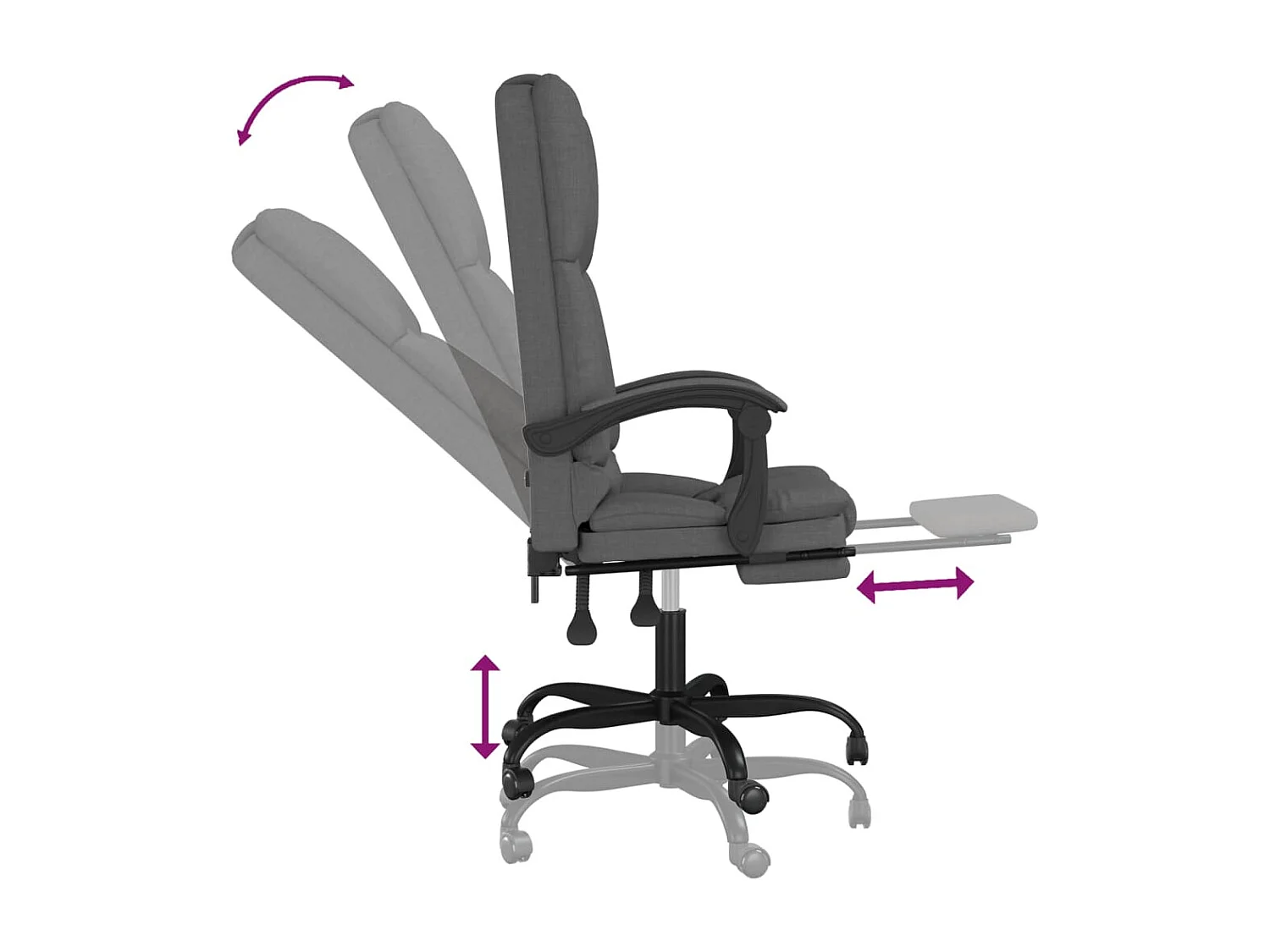 Fauteuil de massage inclinable de bureau Gris foncé Tissu