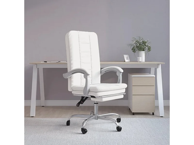Cadeira de escritório reclinável couro artificial branco
