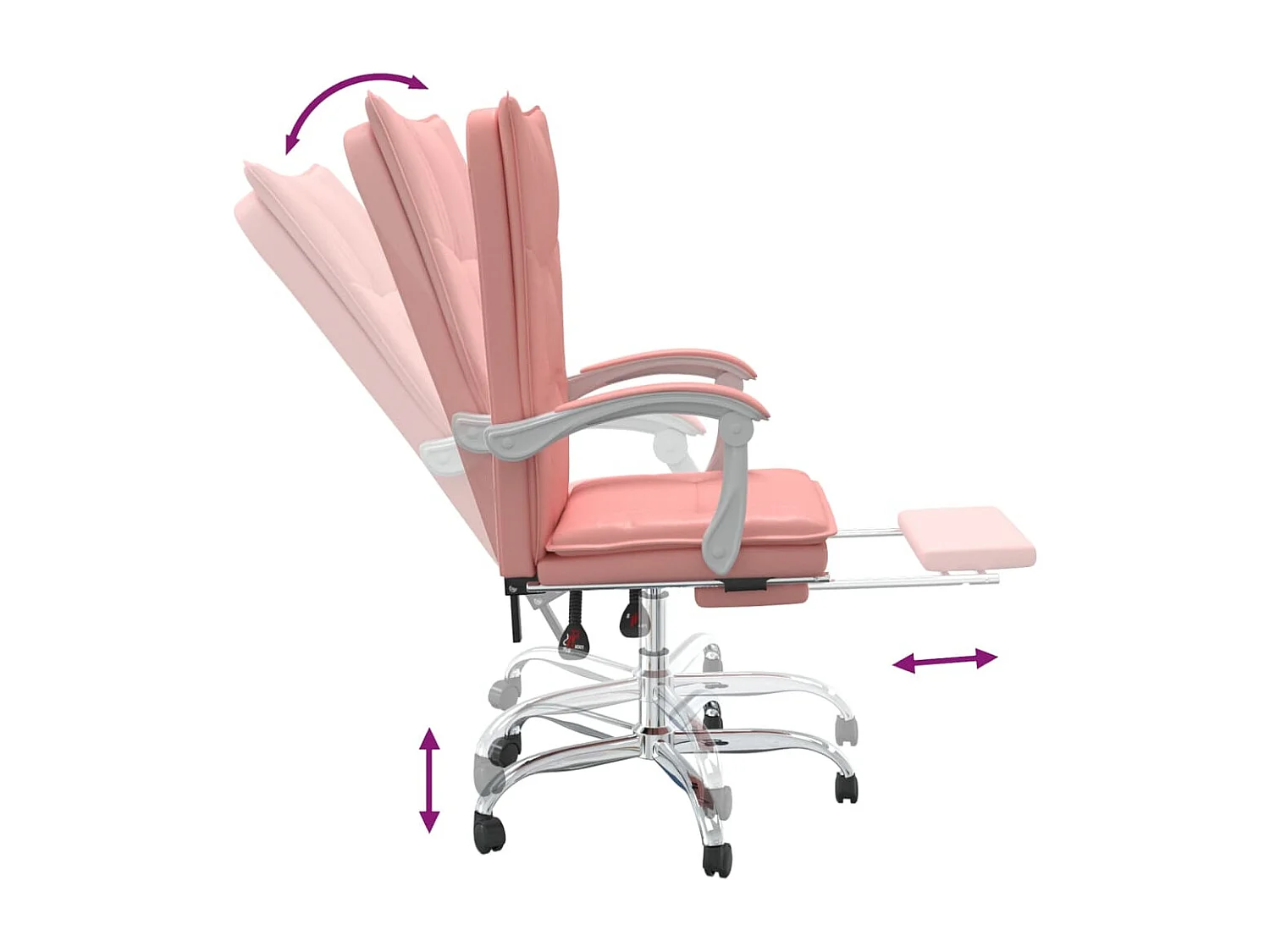 Fauteuil inclinable de bureau Rose Similicuir
