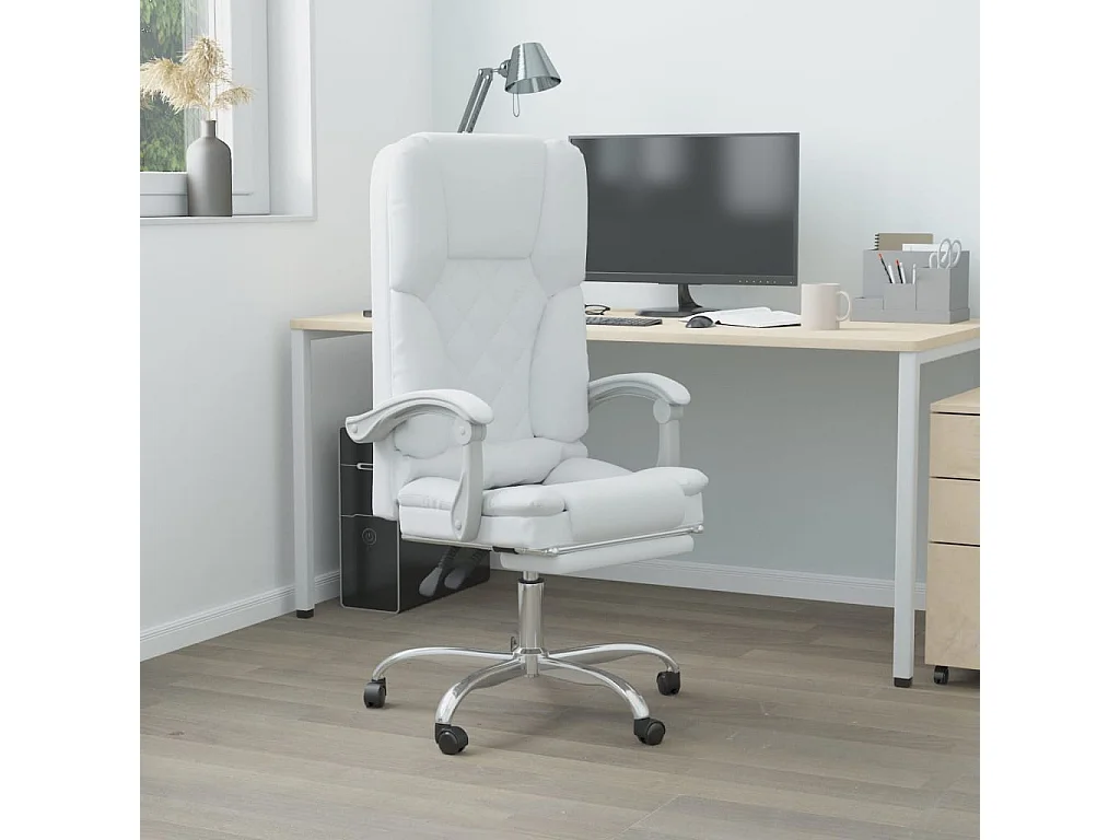 Fauteuil de massage inclinable de bureau Blanc Similicuir