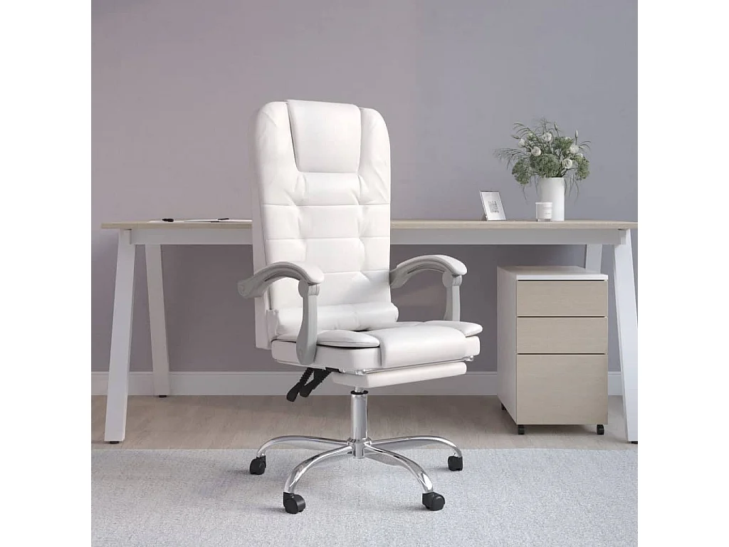 Fauteuil de massage inclinable de bureau Blanc Similicuir