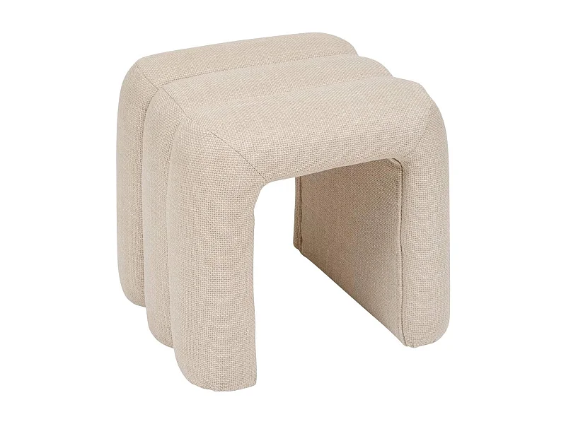 Pouf 3 Arches en Tissu "Sisco" 44cm Beige