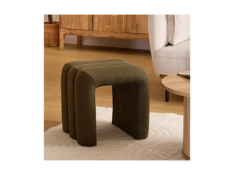 Pouf 3 Arches en Tissu "Sisco" 44cm Kaki