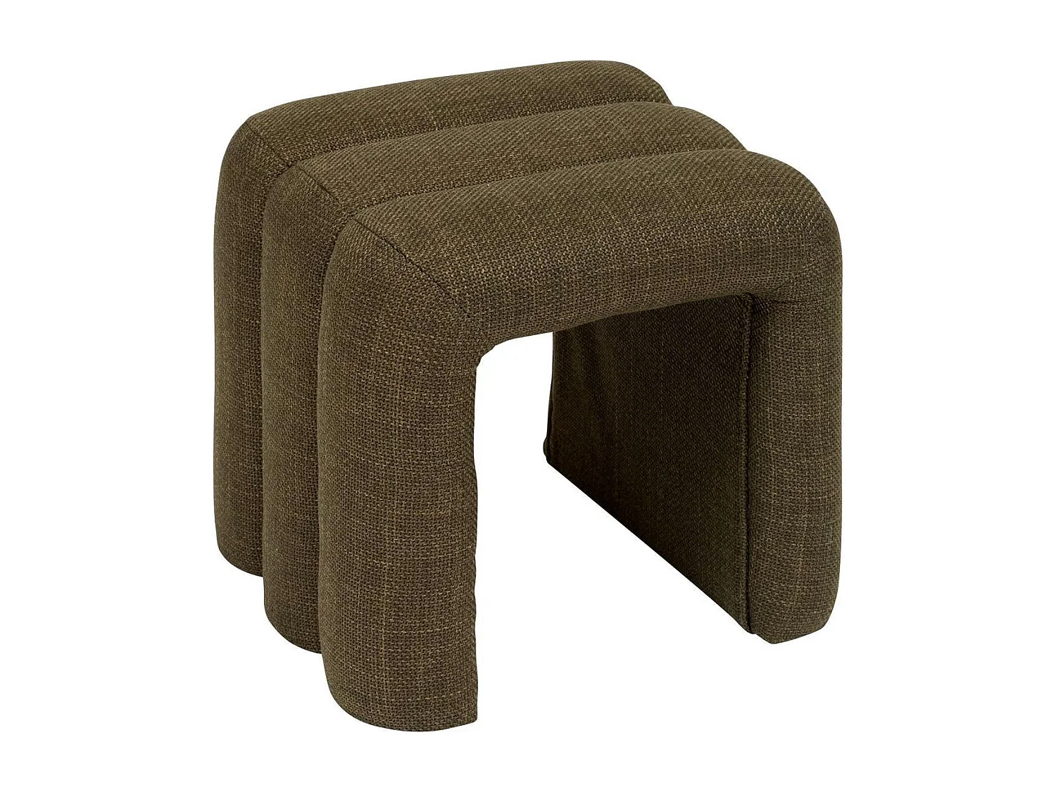 Pouf 3 Arches en Tissu "Sisco" 44cm Kaki