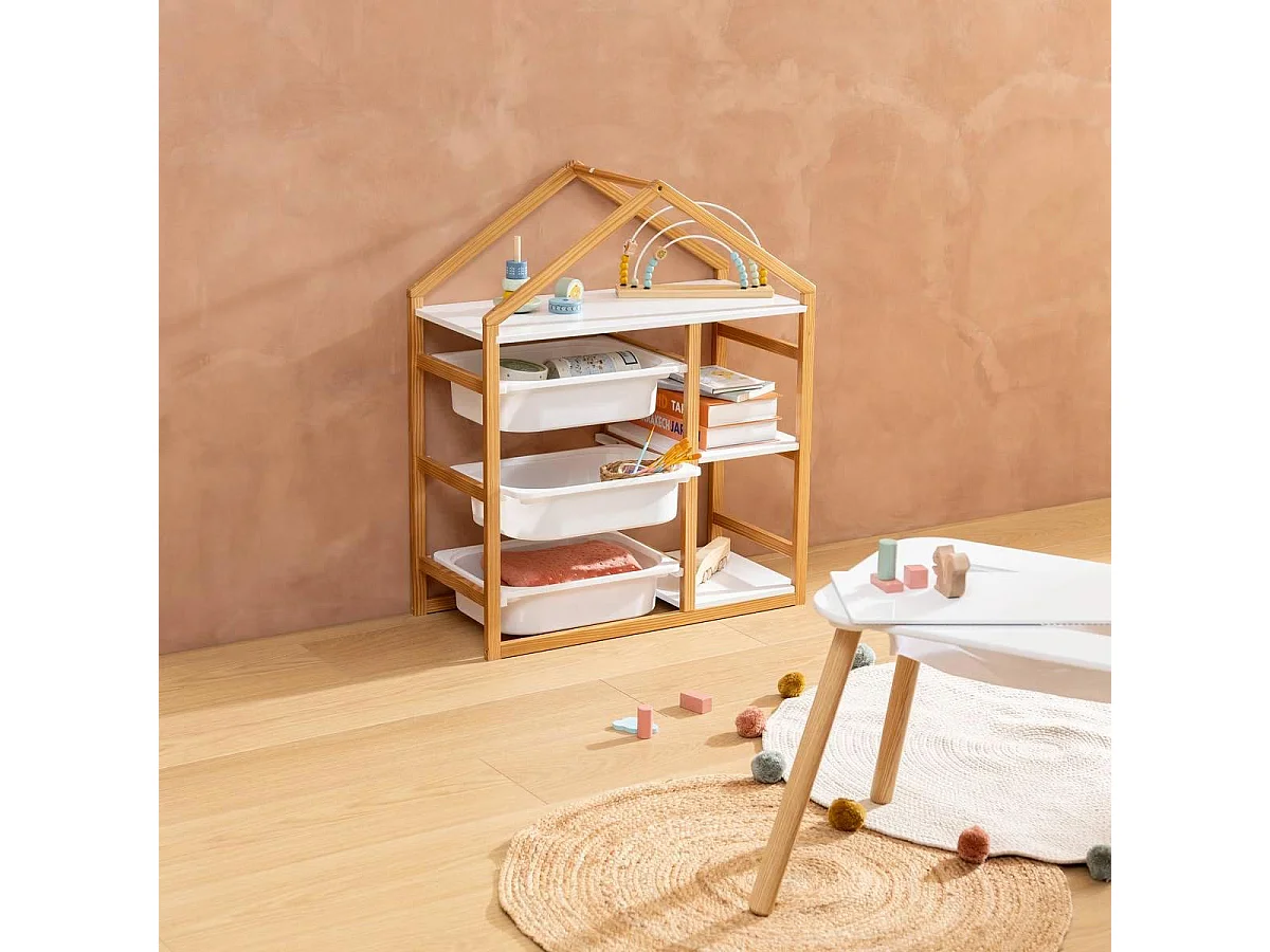 Bibliothèque Enfant Maison "Bako" 82cm Blanc
