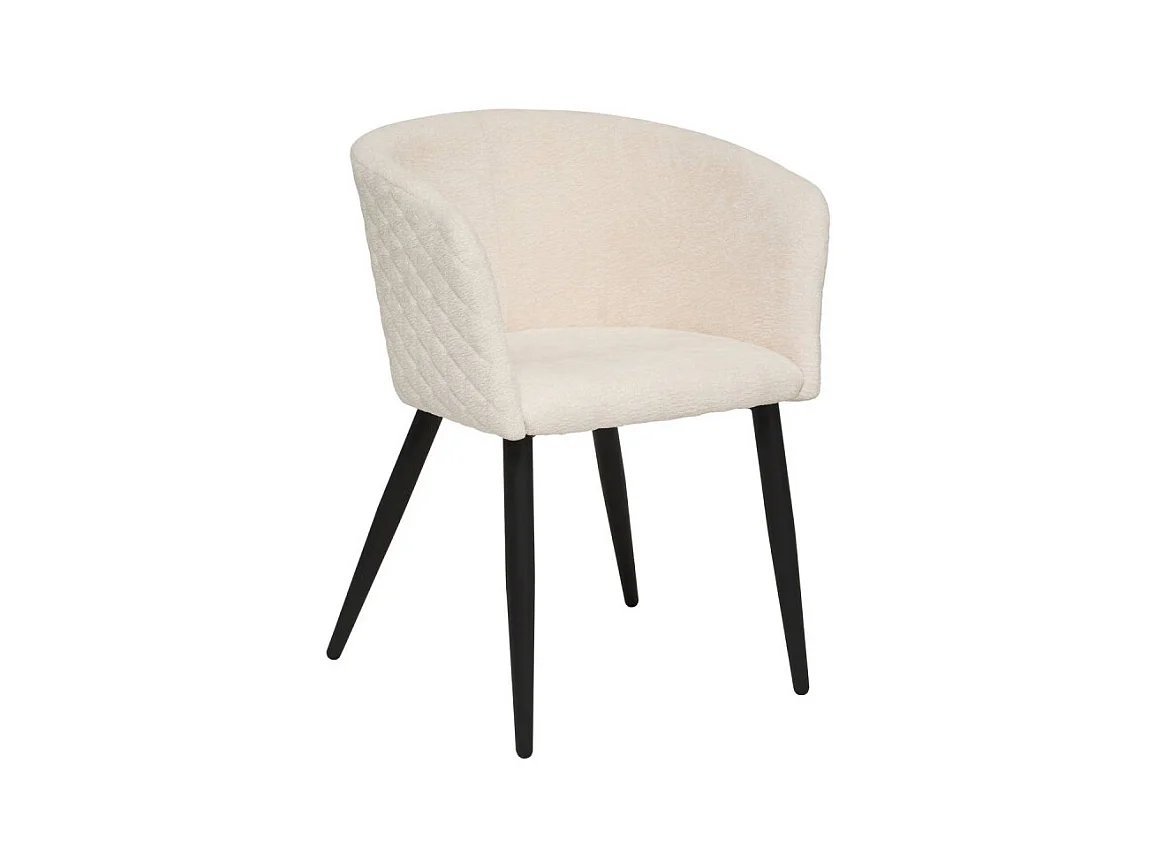 Fauteuil repas tissu chenille ivoire Marlo Atmosphera
