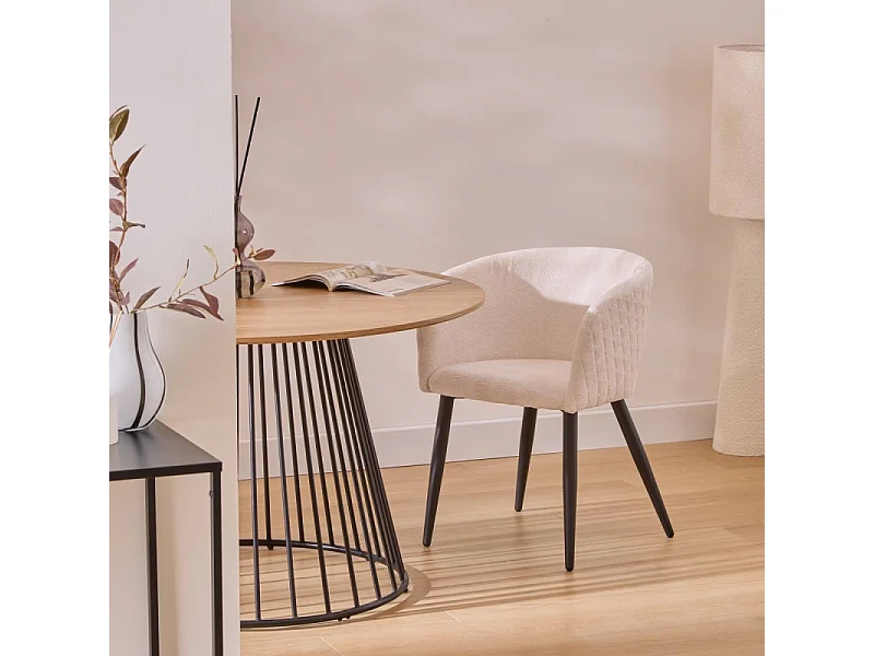 Fauteuil repas tissu chenille ivoire Marlo Atmosphera