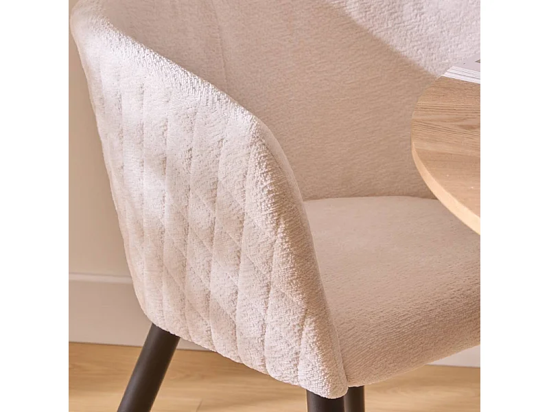 Fauteuil repas tissu chenille ivoire Marlo Atmosphera