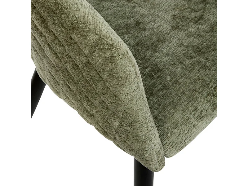 Fauteuil repas tissu chenille kaki Marlo Atmosphera