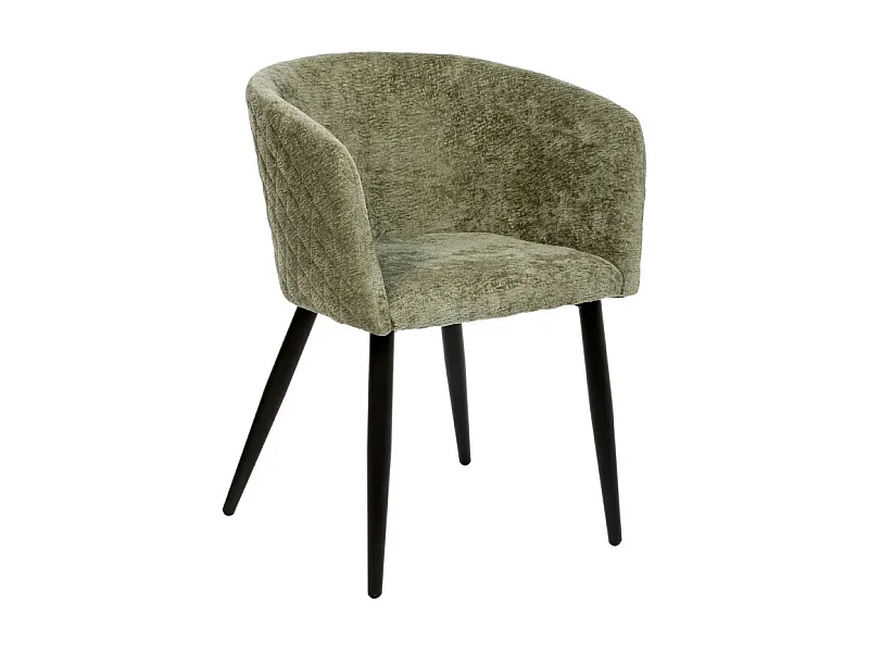 Fauteuil repas tissu chenille kaki Marlo Atmosphera