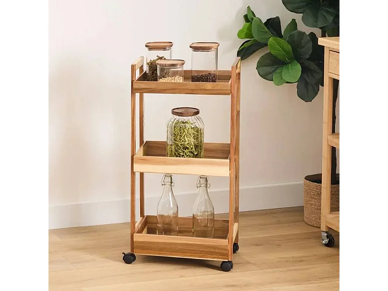 Desserte de Cuisine 3 Niveaux "Acacia" 84cm Marron