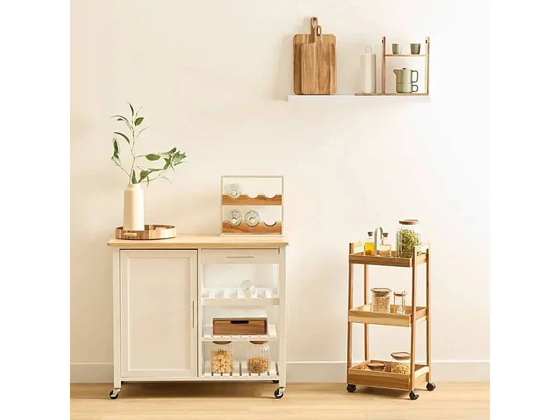 Desserte de Cuisine 3 Niveaux "Acacia" 84cm Marron