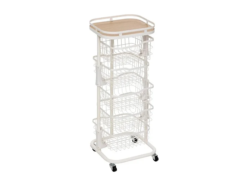 Desserte 5 Paniers Rotatifs "Balm" 93cm Blanc