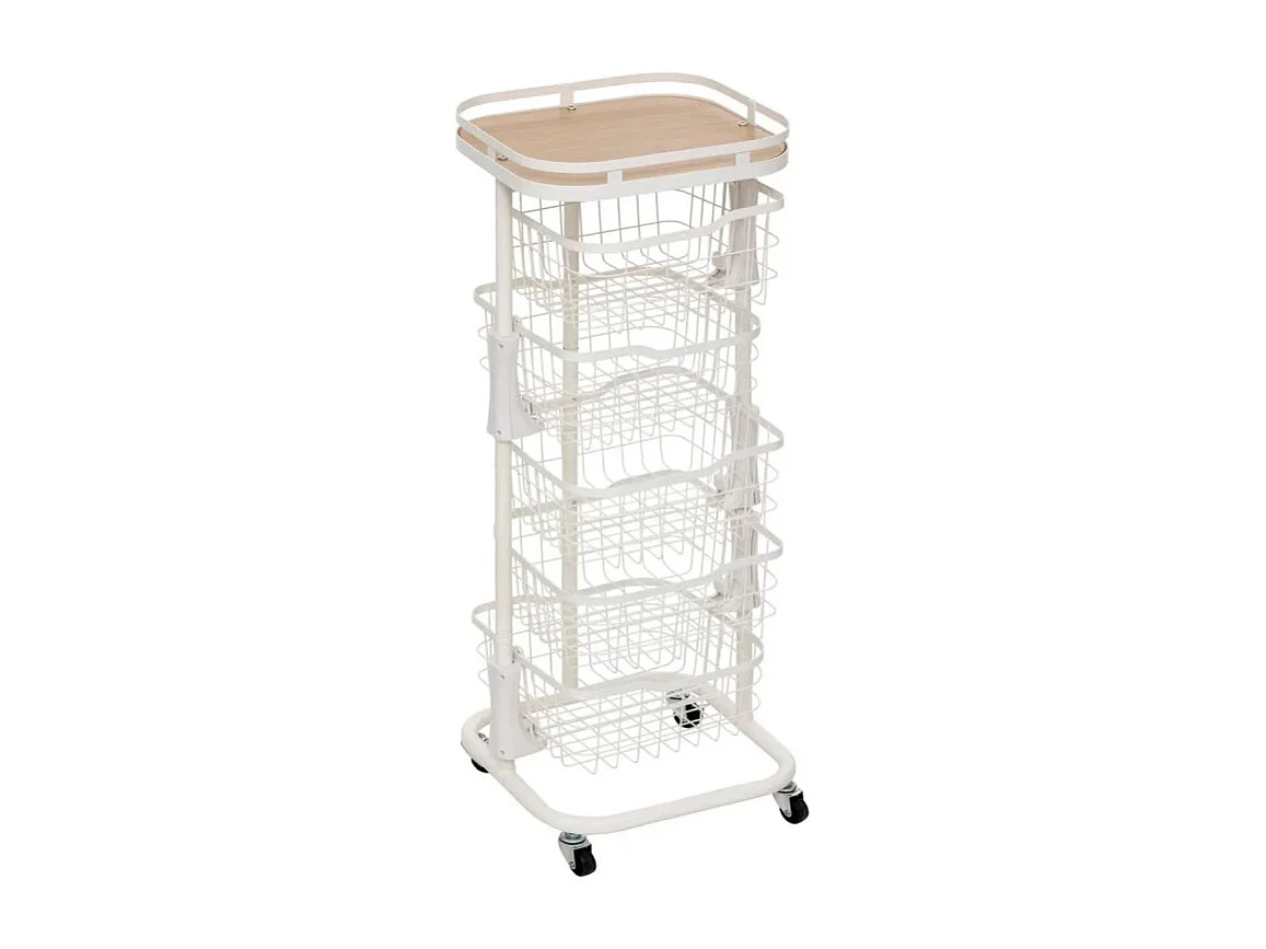 Desserte 5 Paniers Rotatifs "Balm" 93cm Blanc