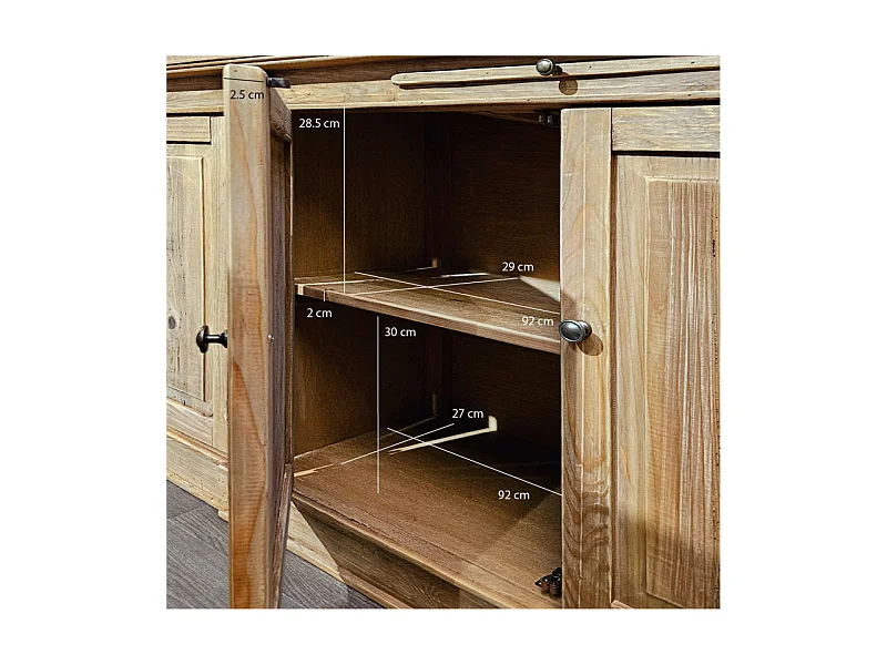 Grande bibliothèque en pin recyclé massif avec échelle - CHALET