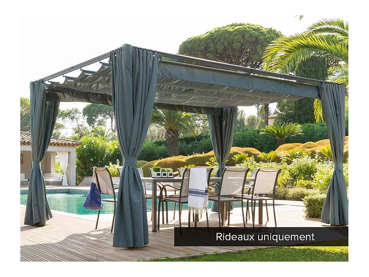 Jeu de 4 rideaux pour tonnelle Palmeira 4 x 3 m Ardoise - Hespéride