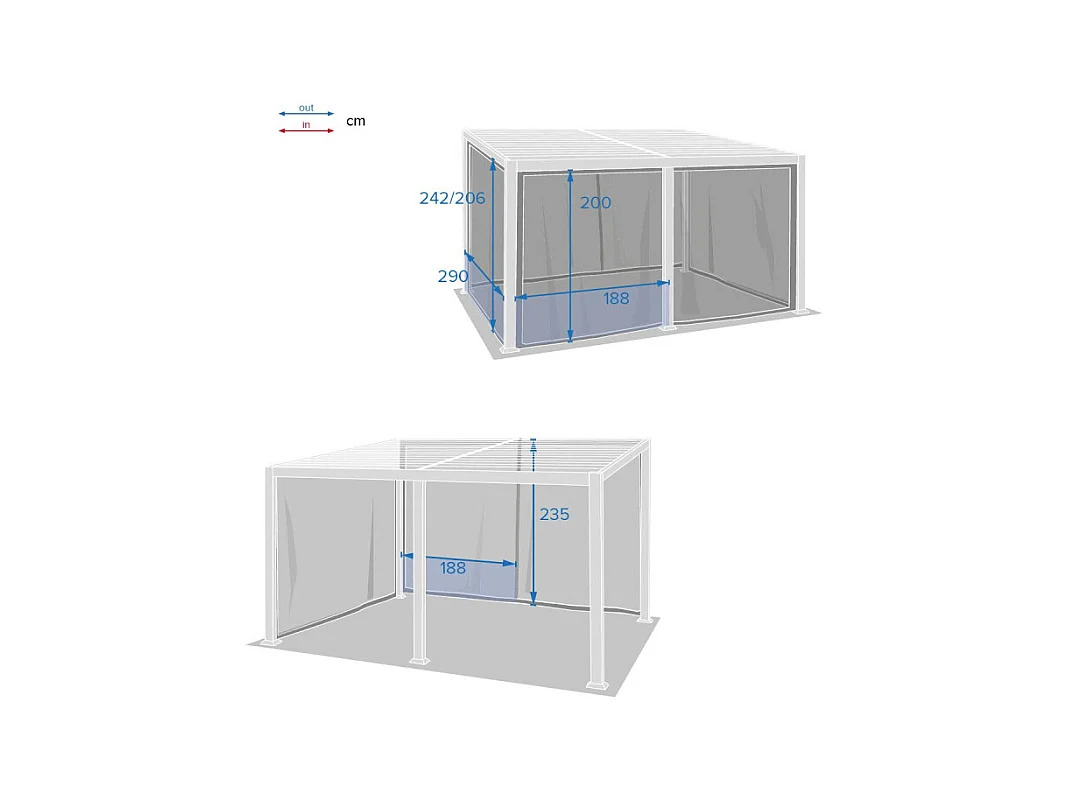 Rideaux moustiquaires pour tonnelle 4x3 m Avila Hespéride