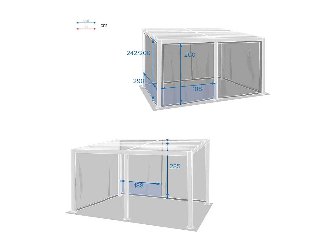 Rideaux moustiquaires pour tonnelle 4x3 m Avila Hespéride
