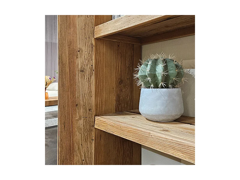 Étagère / Bibliothèque H.183 cm en bois de pin recyclé massif - CHALET