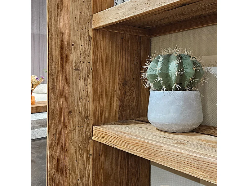 Étagère / Bibliothèque H.183 cm en bois de pin recyclé massif - CHALET