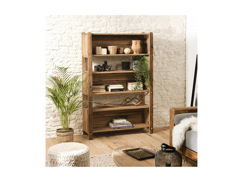 Étagère / Bibliothèque H.162 cm en bois de pin recyclé massif - CHALET
