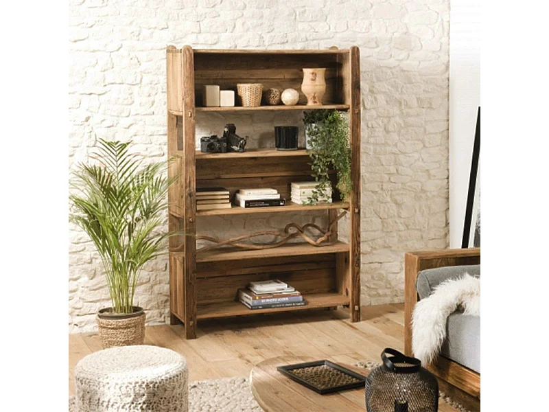 Étagère / Bibliothèque H.162 cm en bois de pin recyclé massif - CHALET