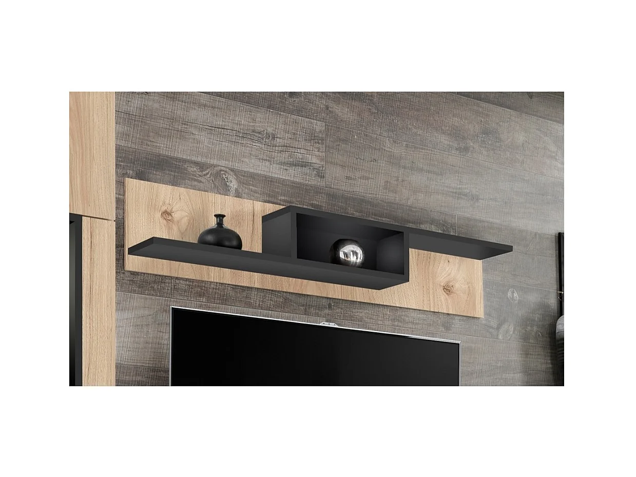 Étagère murale CRISS – Chêne clair et noir – 150 cm