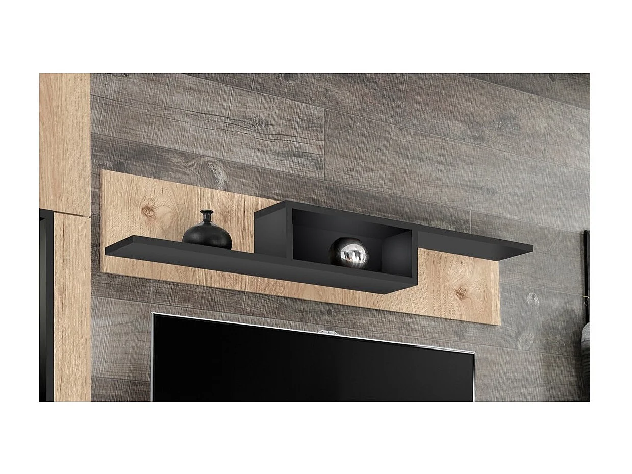 Étagère murale CRISS – Chêne clair et noir – 150 cm