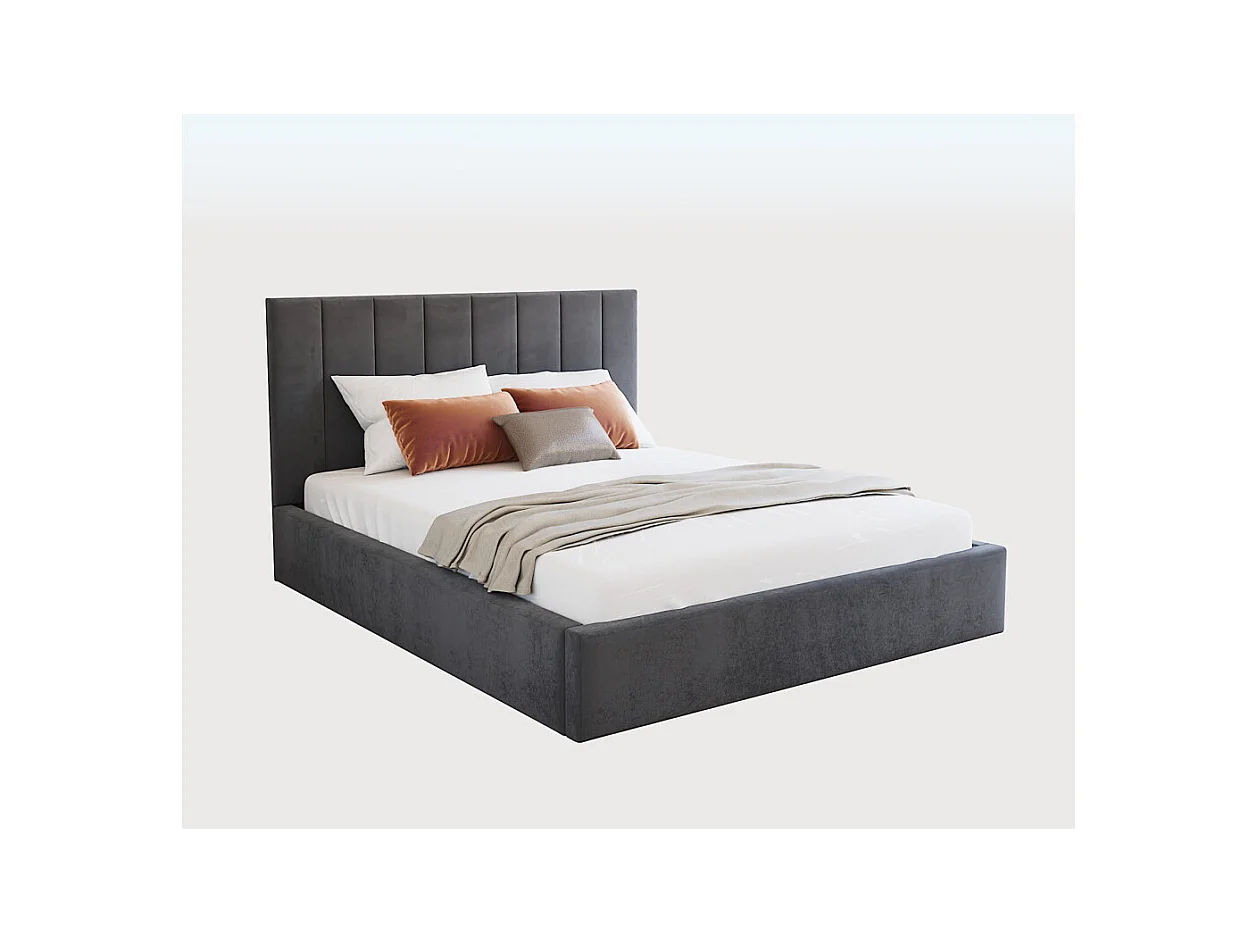 Lit coffre Colorado 140x190 - Sommier inclus Gris foncé